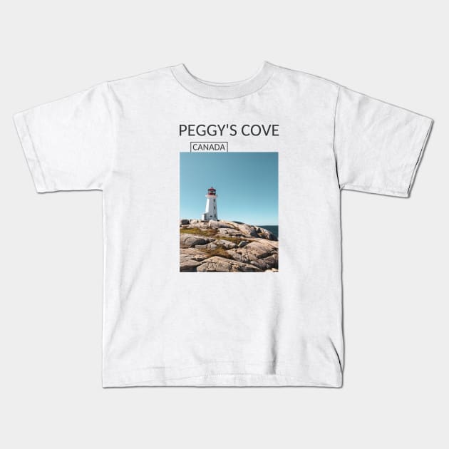 Peggy's Cove Lighthouse Nova Scotia Canada Souvenir Gift for Canadian T-shirt Apparel Mug Notebook Tote Pillow Sticker Magnet Kids T-Shirt by Mr. Travel Joy